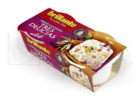 Упаковка готового риса в модифицированной атмосфере (МГС) на трейсилере