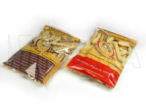 Упаковка хлебных палочек на вертикальной машине в трёхшовный пакет