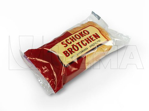 Упаковка булочек с шоколадом на флоупаке