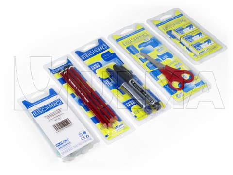 Упаковка офисной канцелирии на блистере