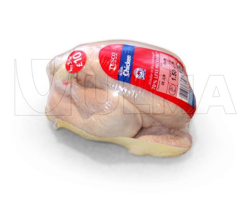 Упаковка курицы в модифицированную атмосферу (МГС) в барьерную термоусадочную плёнку BDF; упаковка типа "флоу-пак"