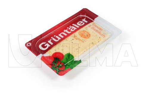 Упаковка ломтиков сыра в модифицированной атмосфере (МГС) в жесткую пленку на термоформере