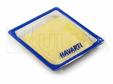 Упаковка сырной нарезки в модифицированной атмосфере (МГС) в жёсткую плёнку на термоформере